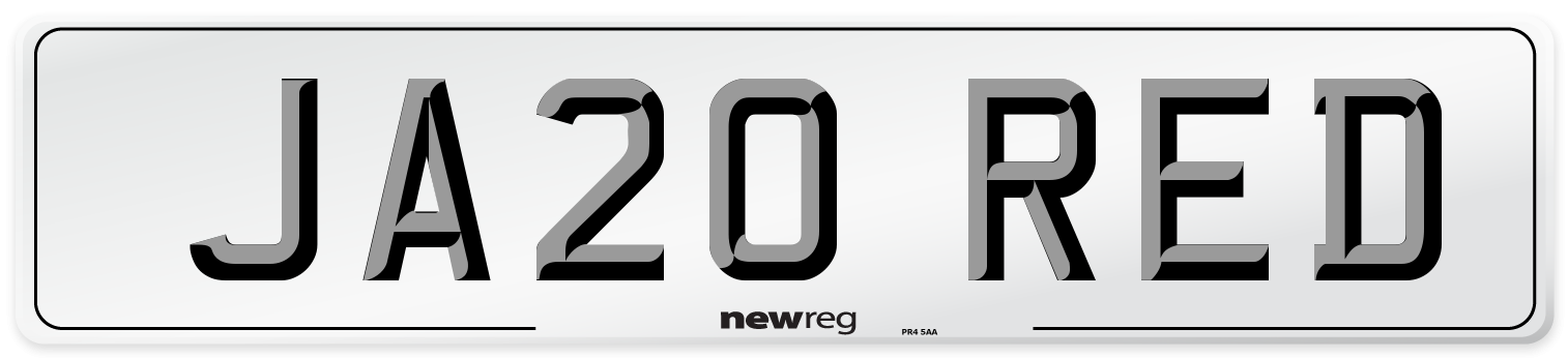 JA20 RED Number Plate from New Reg
